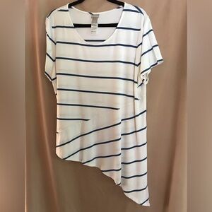 Chico’s striped short sleeved top
White with blue stripes